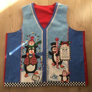 Christmas Must Have Festive Penguins Reversible Vest. 2XL +